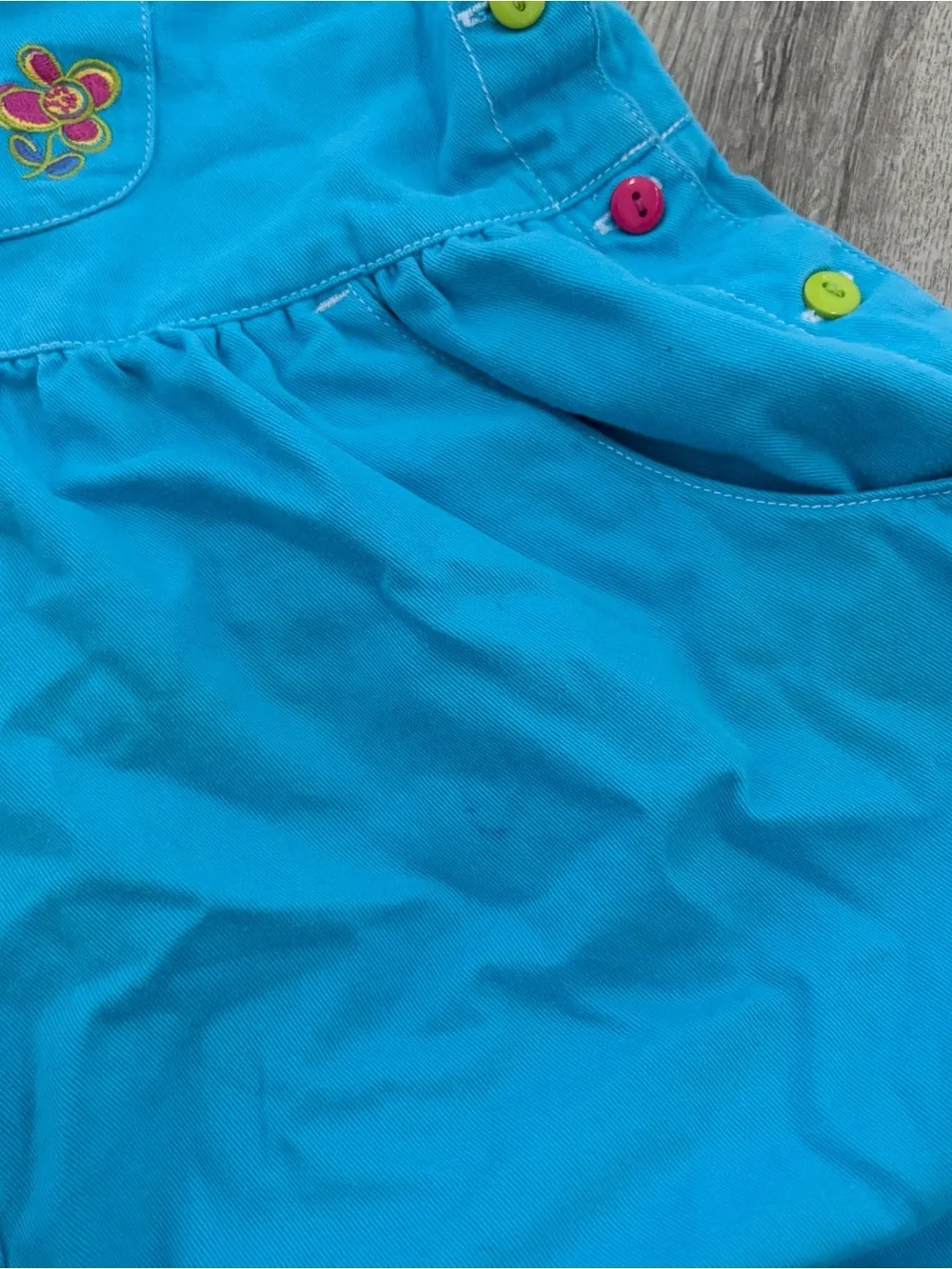 Gymboree Turquoise Girls' Short Overalls with Colorful Buttons